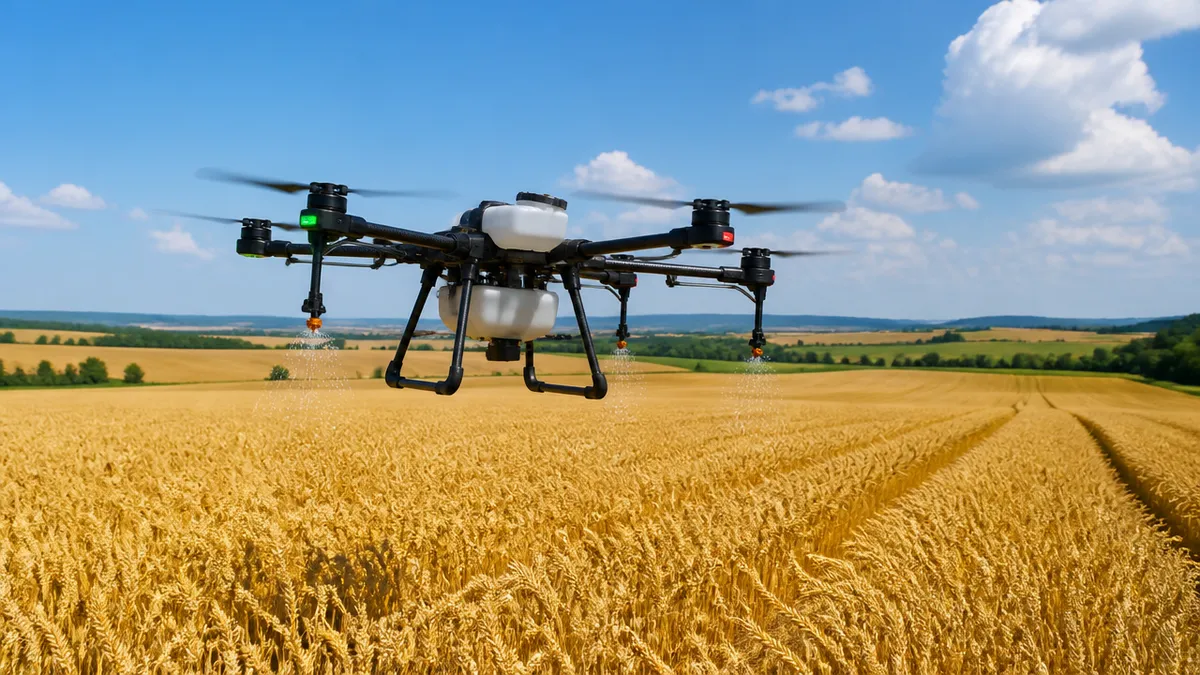 drone agricolă precizie câmpuri România vară