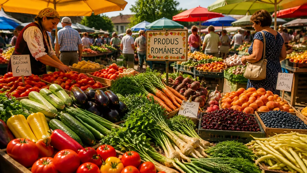 piață românească legume fructe proaspete vară sustenabil